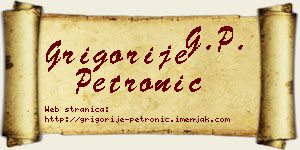 Grigorije Petronić vizit kartica
